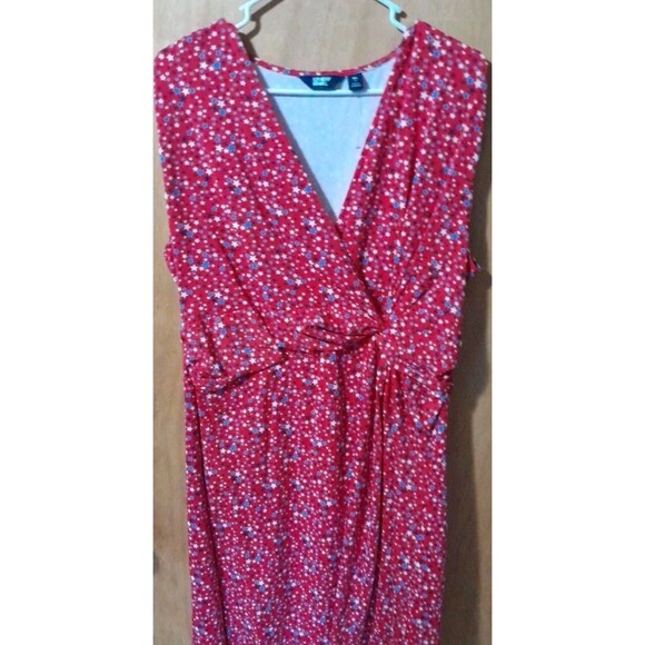 Lands End  Cross-Over Dress Womens Xlg Size 18 Red-Blue White Stars Stretch - Picture 2 of 14